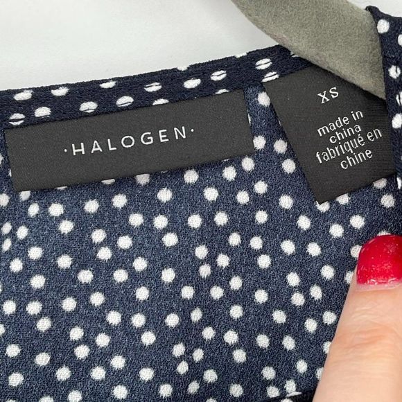 Halogen Navy White Polka Dot Sleeveless Shift Mini Dress NWT Women XS - Picture 2 of 7
